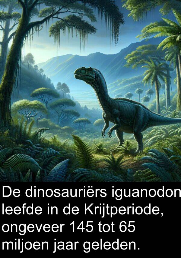 geleden: De dinosauriërs iguanodon leefde in de Krijtperiode, ongeveer 145 tot 65 miljoen jaar geleden.