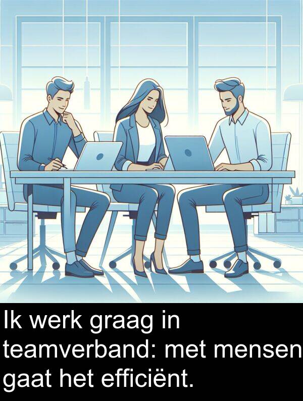 graag: Ik werk graag in teamverband: met mensen gaat het efficiënt.