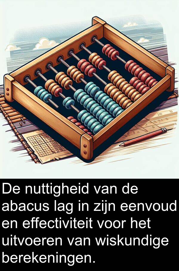 wiskundige: De nuttigheid van de abacus lag in zijn eenvoud en effectiviteit voor het uitvoeren van wiskundige berekeningen.