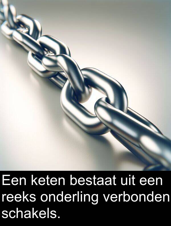 bestaat: Een keten bestaat uit een reeks onderling verbonden schakels.