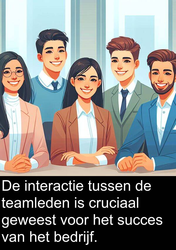 geweest: De interactie tussen de teamleden is cruciaal geweest voor het succes van het bedrijf.