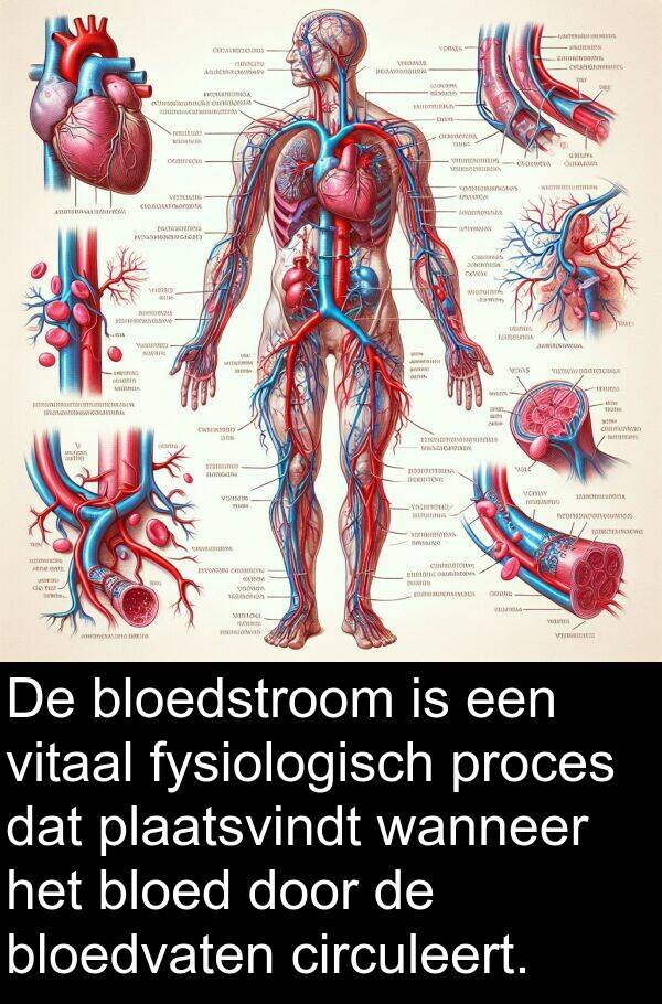 fysiologisch: De bloedstroom is een vitaal fysiologisch proces dat plaatsvindt wanneer het bloed door de bloedvaten circuleert.