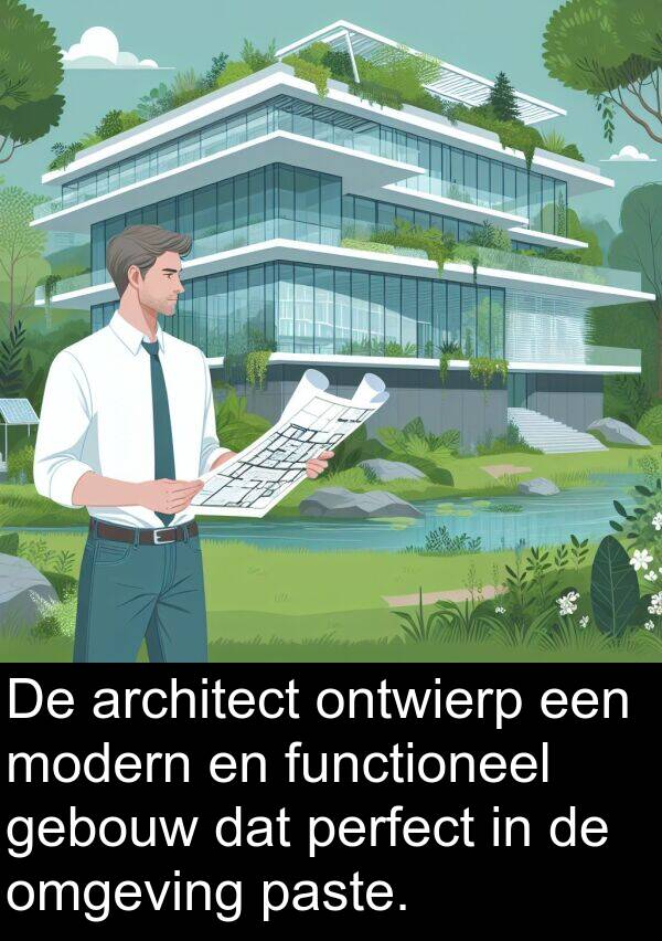 functioneel: De architect ontwierp een modern en functioneel gebouw dat perfect in de omgeving paste.