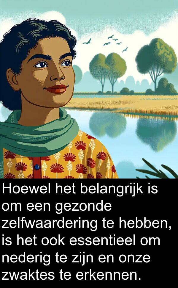 gezonde: Hoewel het belangrijk is om een gezonde zelfwaardering te hebben, is het ook essentieel om nederig te zijn en onze zwaktes te erkennen.