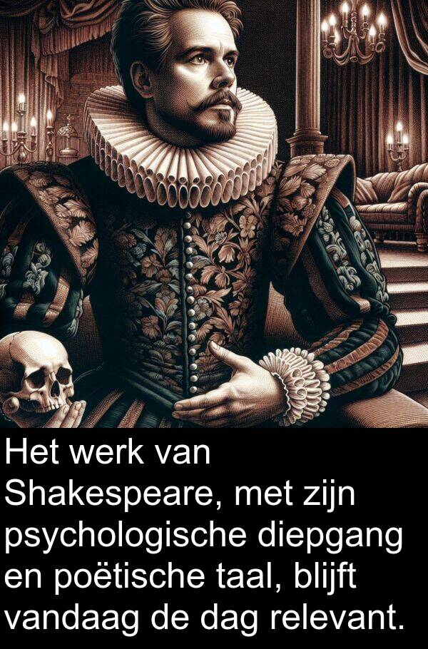 werk: Het werk van Shakespeare, met zijn psychologische diepgang en poëtische taal, blijft vandaag de dag relevant.