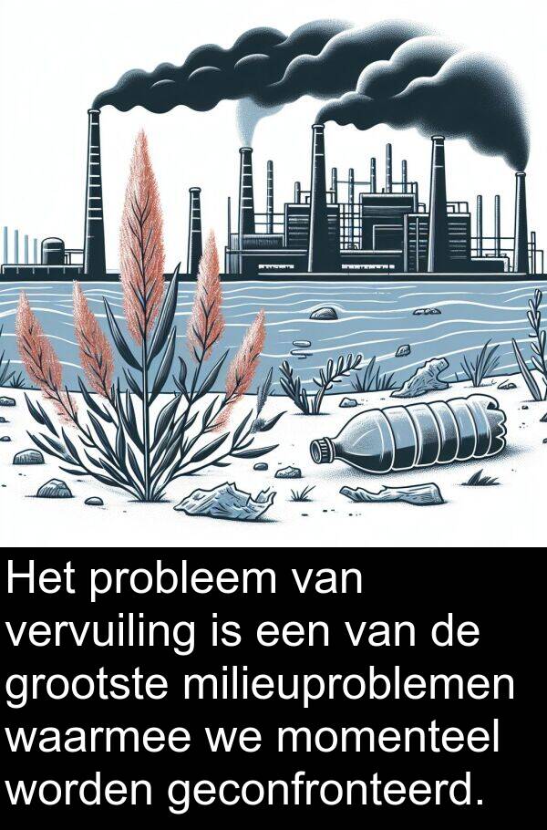 grootste: Het probleem van vervuiling is een van de grootste milieuproblemen waarmee we momenteel worden geconfronteerd.
