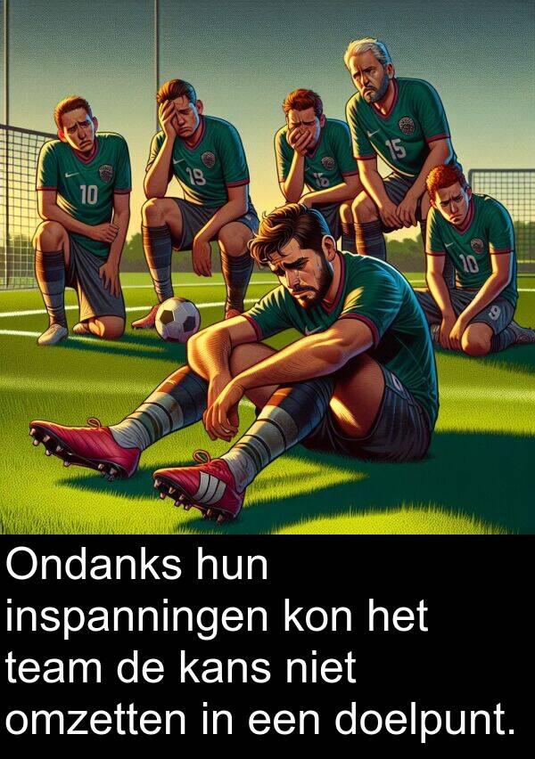 team: Ondanks hun inspanningen kon het team de kans niet omzetten in een doelpunt.