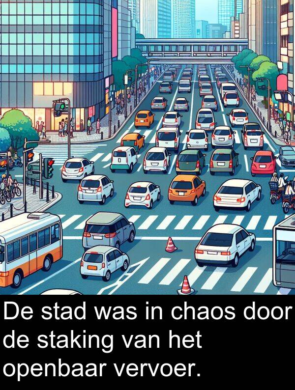 staking: De stad was in chaos door de staking van het openbaar vervoer.