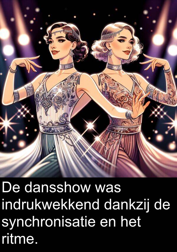 dansshow: De dansshow was indrukwekkend dankzij de synchronisatie en het ritme.