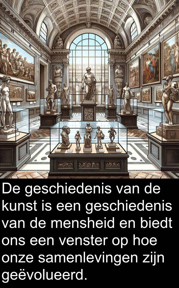 geschiedenis: De geschiedenis van de kunst is een geschiedenis van de mensheid en biedt ons een venster op hoe onze samenlevingen zijn geëvolueerd.