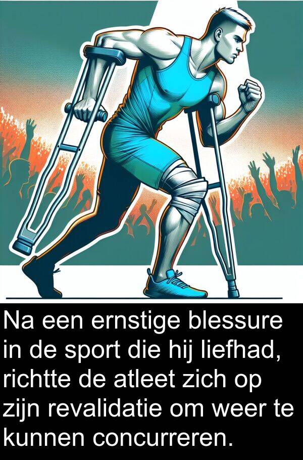 weer: Na een ernstige blessure in de sport die hij liefhad, richtte de atleet zich op zijn revalidatie om weer te kunnen concurreren.