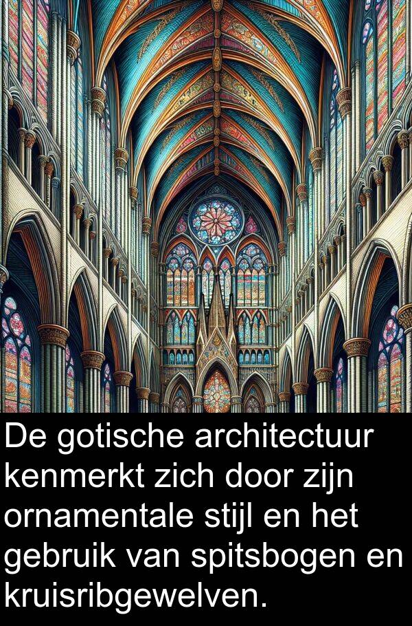 gotische: De gotische architectuur kenmerkt zich door zijn ornamentale stijl en het gebruik van spitsbogen en kruisribgewelven.