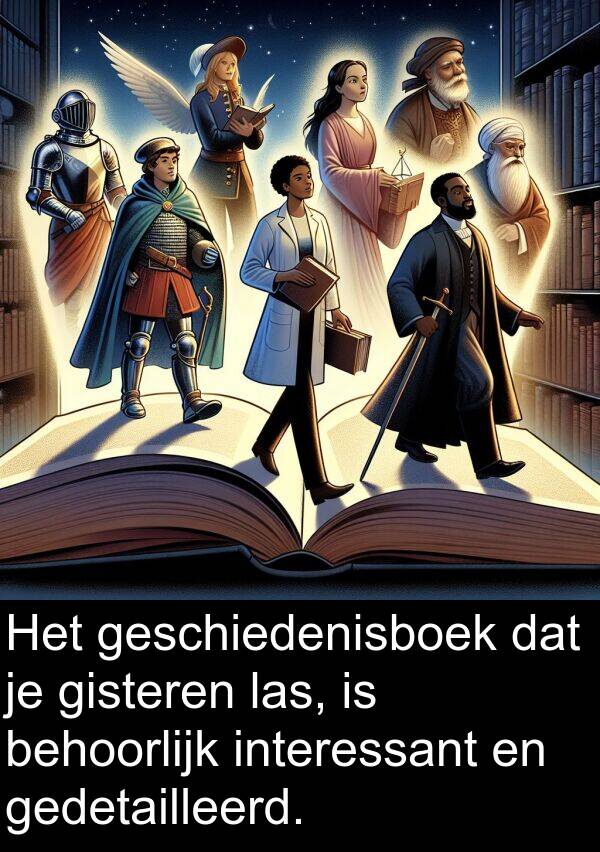 gisteren: Het geschiedenisboek dat je gisteren las, is behoorlijk interessant en gedetailleerd.