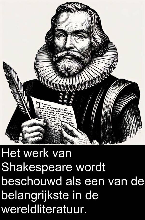 werk: Het werk van Shakespeare wordt beschouwd als een van de belangrijkste in de wereldliteratuur.