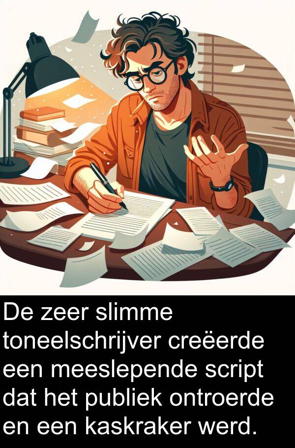 slimme: De zeer slimme toneelschrijver creëerde een meeslepende script dat het publiek ontroerde en een kaskraker werd.
