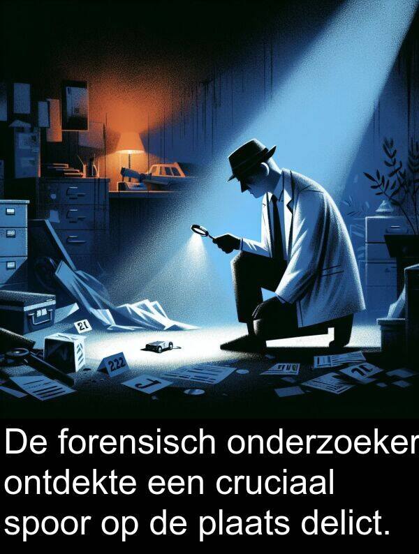 forensisch: De forensisch onderzoeker ontdekte een cruciaal spoor op de plaats delict.