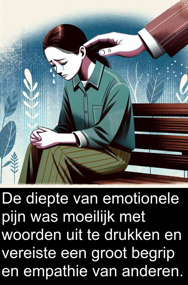 groot: De diepte van emotionele pijn was moeilijk met woorden uit te drukken en vereiste een groot begrip en empathie van anderen.