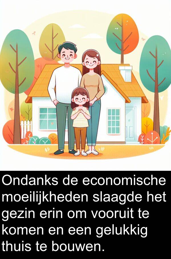 gelukkig: Ondanks de economische moeilijkheden slaagde het gezin erin om vooruit te komen en een gelukkig thuis te bouwen.