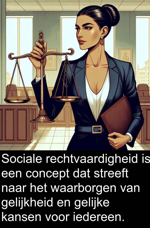 gelijke: Sociale rechtvaardigheid is een concept dat streeft naar het waarborgen van gelijkheid en gelijke kansen voor iedereen.