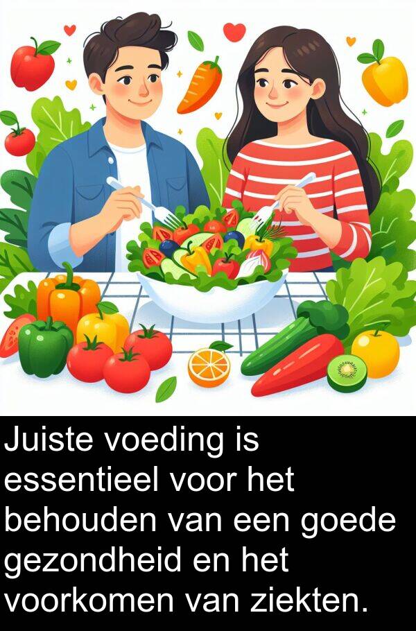 goede: Juiste voeding is essentieel voor het behouden van een goede gezondheid en het voorkomen van ziekten.