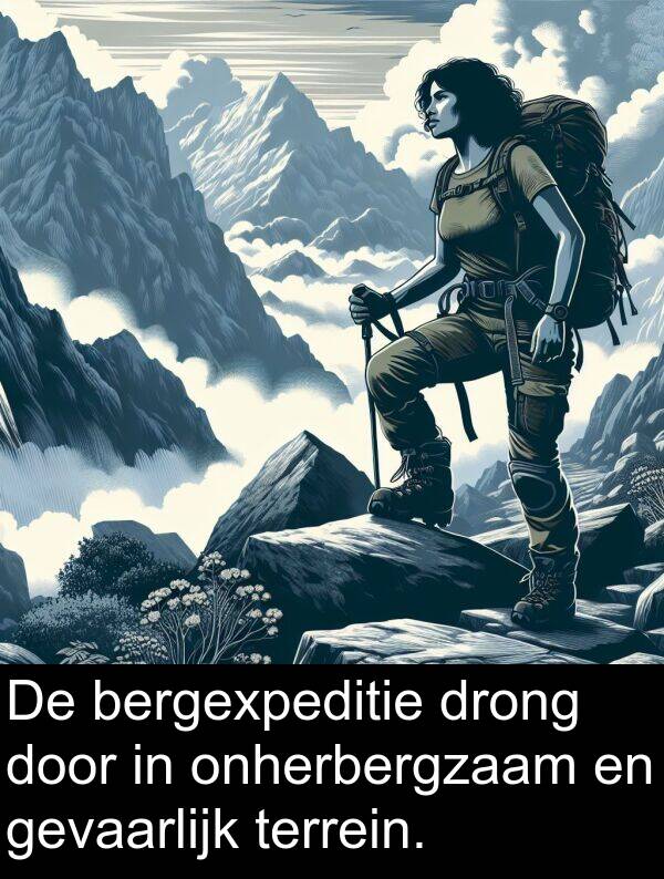 gevaarlijk: De bergexpeditie drong door in onherbergzaam en gevaarlijk terrein.