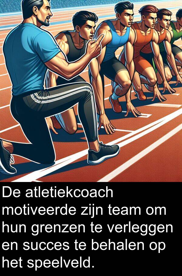 team: De atletiekcoach motiveerde zijn team om hun grenzen te verleggen en succes te behalen op het speelveld.