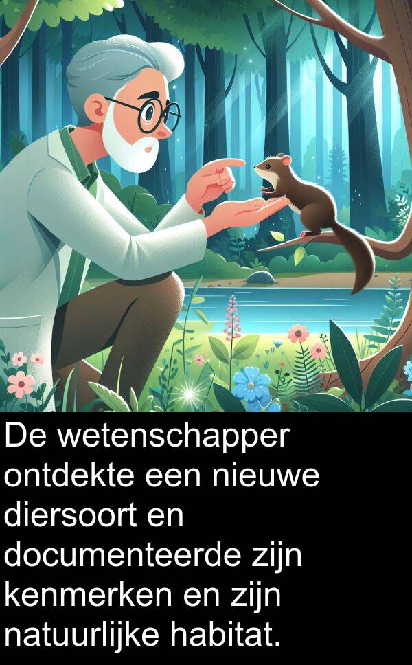 diersoort: De wetenschapper ontdekte een nieuwe diersoort en documenteerde zijn kenmerken en zijn natuurlijke habitat.