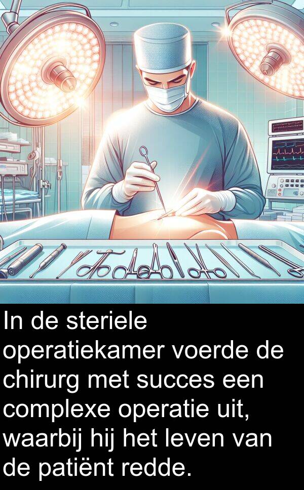chirurg: In de steriele operatiekamer voerde de chirurg met succes een complexe operatie uit, waarbij hij het leven van de patiënt redde.