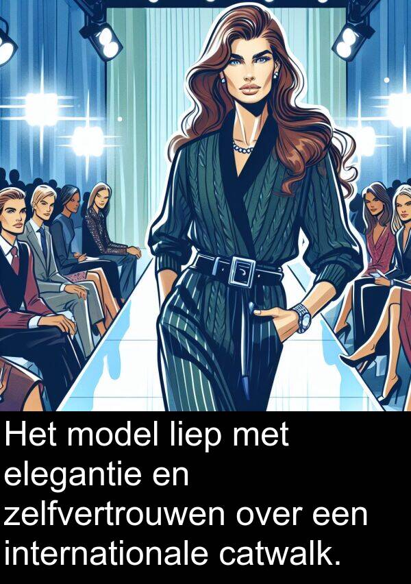internationale: Het model liep met elegantie en zelfvertrouwen over een internationale catwalk.