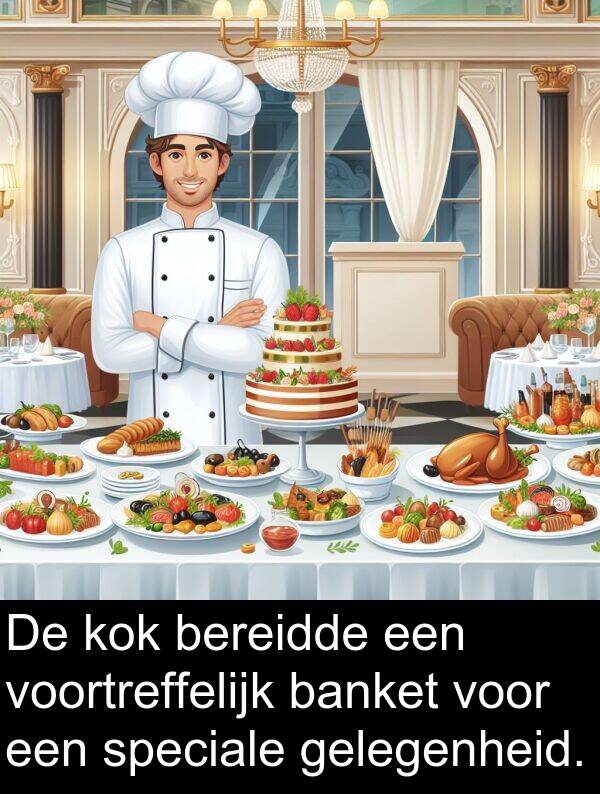 gelegenheid: De kok bereidde een voortreffelijk banket voor een speciale gelegenheid.