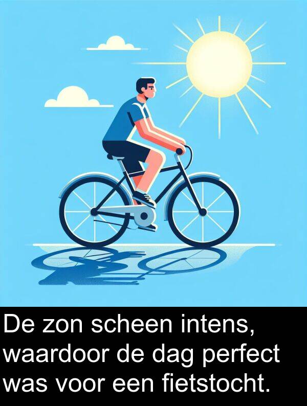 fietstocht: De zon scheen intens, waardoor de dag perfect was voor een fietstocht.