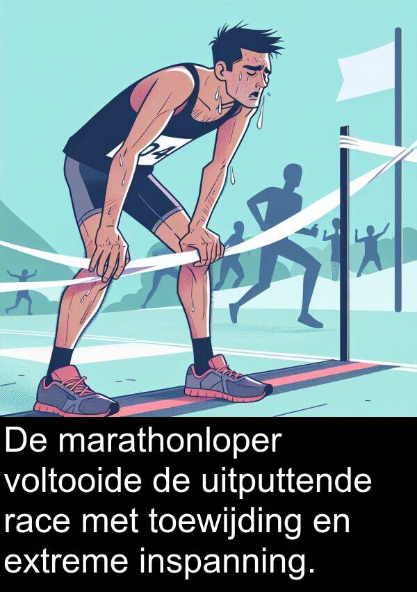 marathonloper: De marathonloper voltooide de uitputtende race met toewijding en extreme inspanning.