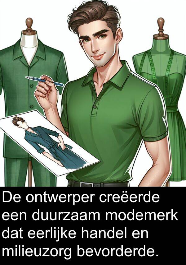 duurzaam: De ontwerper creëerde een duurzaam modemerk dat eerlijke handel en milieuzorg bevorderde.