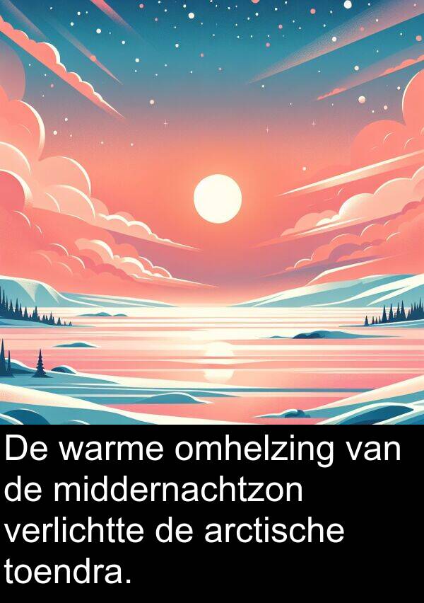warme: De warme omhelzing van de middernachtzon verlichtte de arctische toendra.