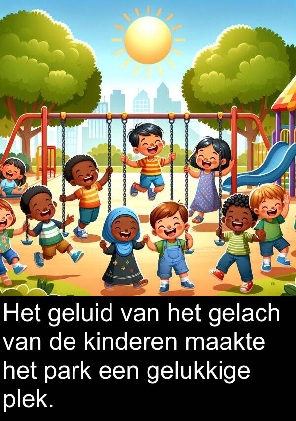 gelukkige: Het geluid van het gelach van de kinderen maakte het park een gelukkige plek.