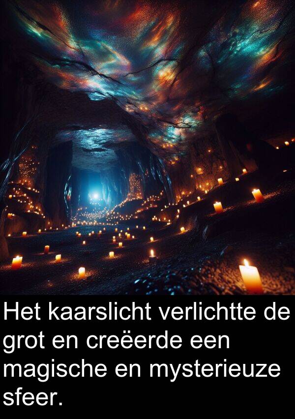 grot: Het kaarslicht verlichtte de grot en creëerde een magische en mysterieuze sfeer.
