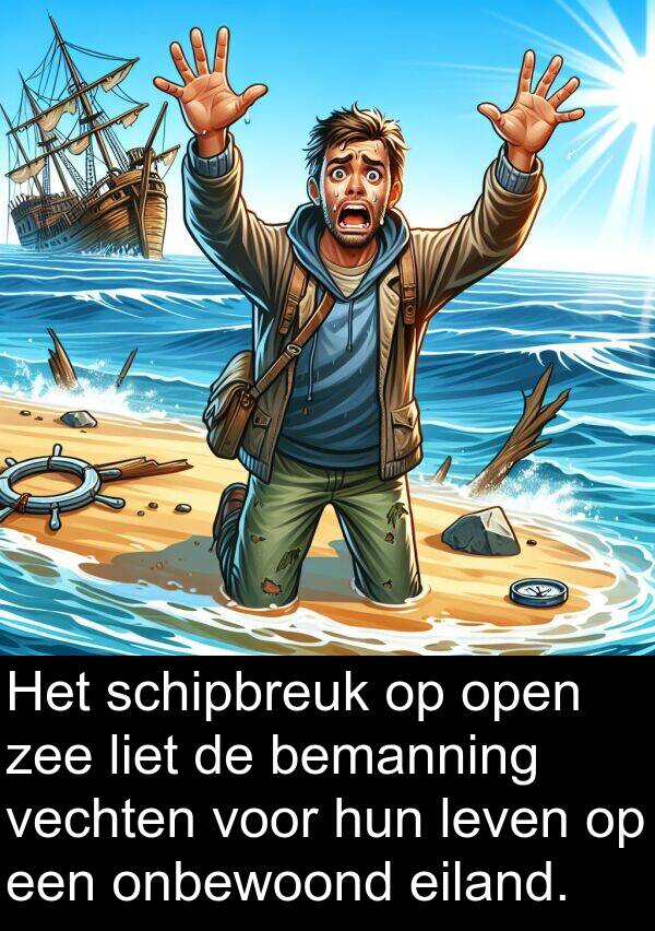 zee: Het schipbreuk op open zee liet de bemanning vechten voor hun leven op een onbewoond eiland.