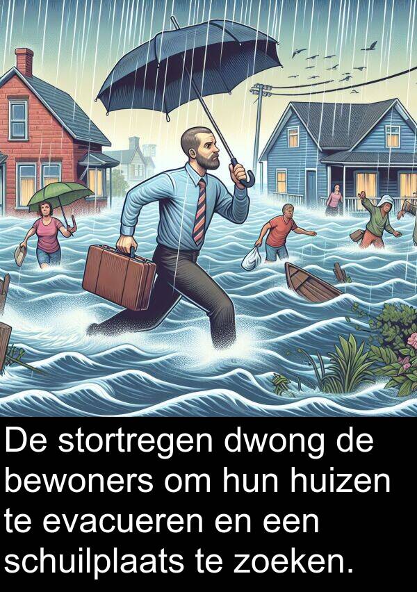 bewoners: De stortregen dwong de bewoners om hun huizen te evacueren en een schuilplaats te zoeken.