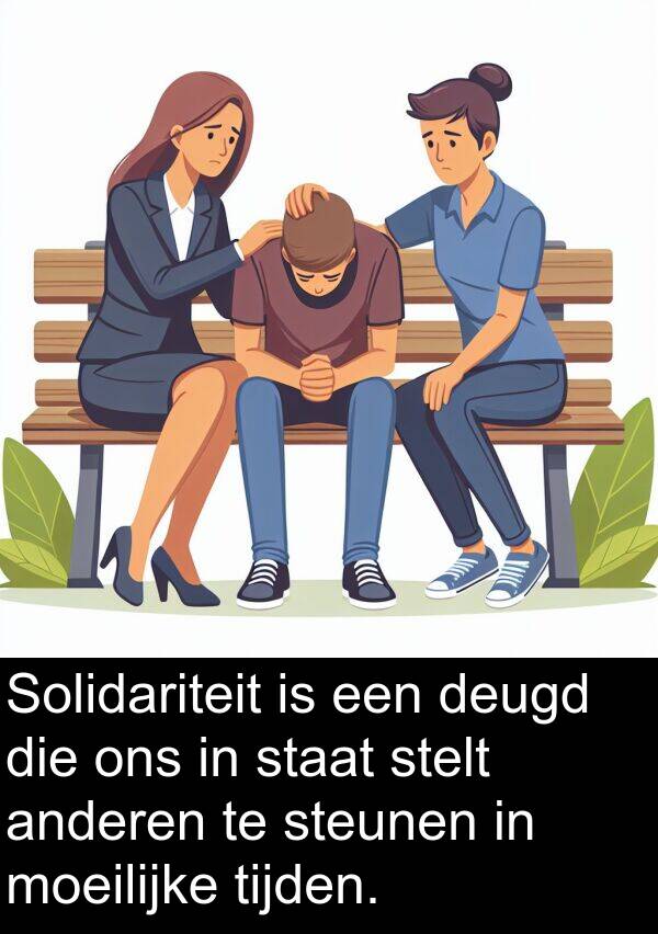anderen: Solidariteit is een deugd die ons in staat stelt anderen te steunen in moeilijke tijden.
