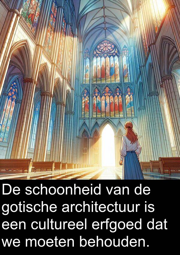 gotische: De schoonheid van de gotische architectuur is een cultureel erfgoed dat we moeten behouden.