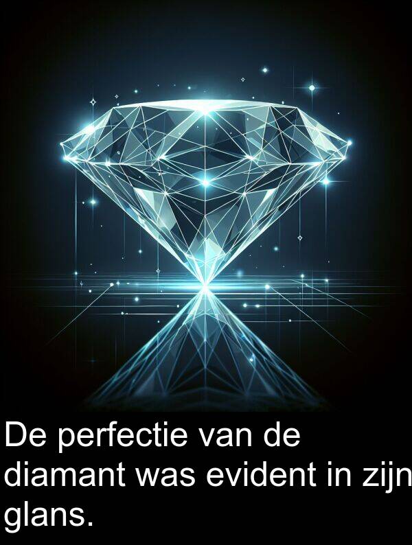 glans: De perfectie van de diamant was evident in zijn glans.