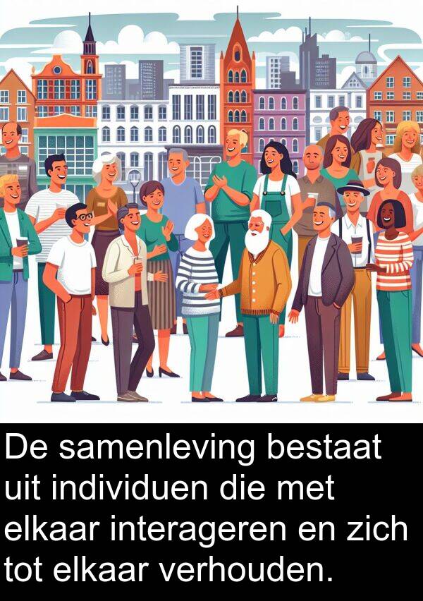 bestaat: De samenleving bestaat uit individuen die met elkaar interageren en zich tot elkaar verhouden.