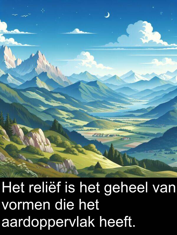 vormen: Het reliëf is het geheel van vormen die het aardoppervlak heeft.