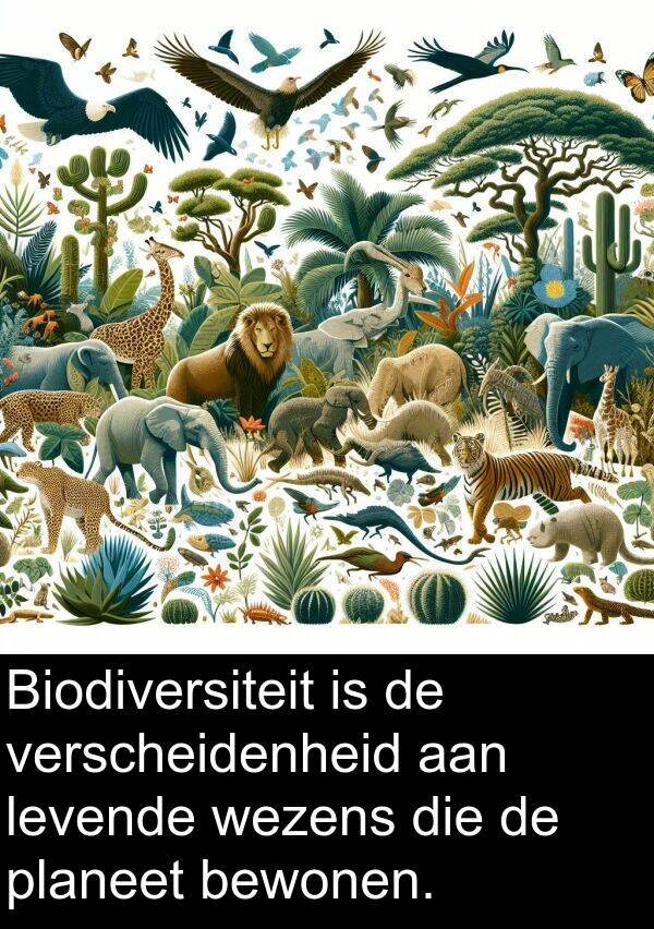 verscheidenheid: Biodiversiteit is de verscheidenheid aan levende wezens die de planeet bewonen.