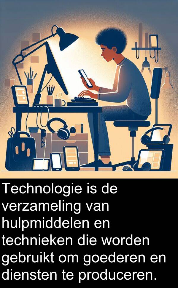 goederen: Technologie is de verzameling van hulpmiddelen en technieken die worden gebruikt om goederen en diensten te produceren.