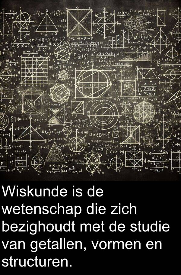 structuren: Wiskunde is de wetenschap die zich bezighoudt met de studie van getallen, vormen en structuren.