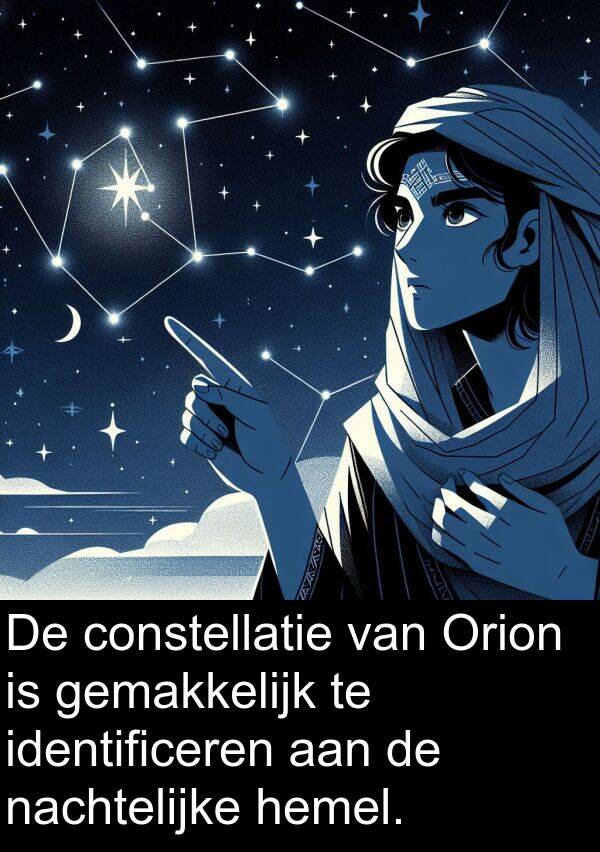 constellatie: De constellatie van Orion is gemakkelijk te identificeren aan de nachtelijke hemel.