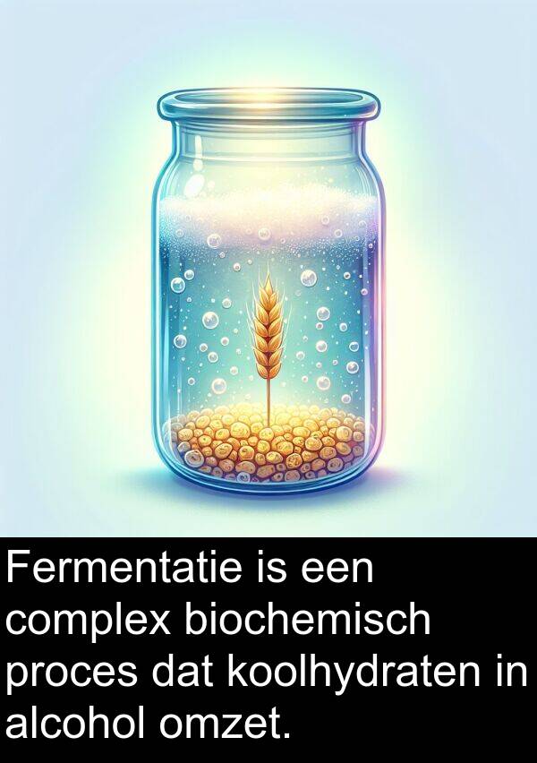 koolhydraten: Fermentatie is een complex biochemisch proces dat koolhydraten in alcohol omzet.