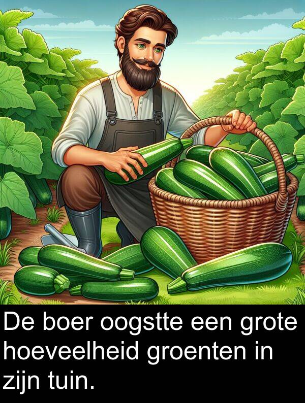 groenten: De boer oogstte een grote hoeveelheid groenten in zijn tuin.