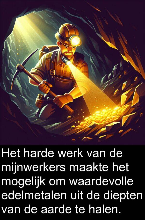 werk: Het harde werk van de mijnwerkers maakte het mogelijk om waardevolle edelmetalen uit de diepten van de aarde te halen.